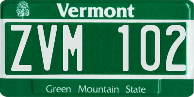 VT license plate ZVM102