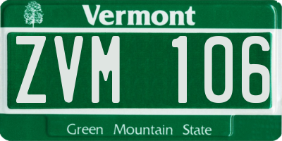 VT license plate ZVM106