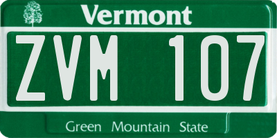 VT license plate ZVM107