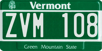 VT license plate ZVM108