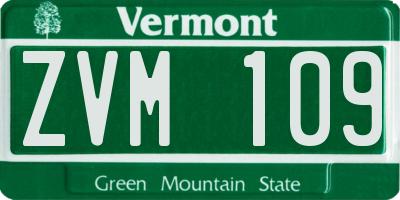 VT license plate ZVM109