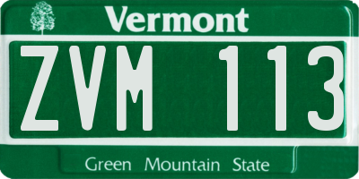 VT license plate ZVM113