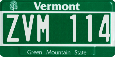 VT license plate ZVM114