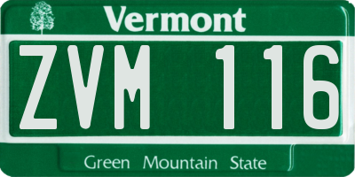 VT license plate ZVM116