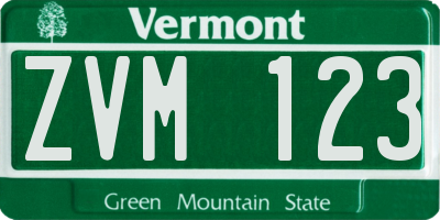VT license plate ZVM123