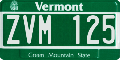 VT license plate ZVM125