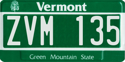 VT license plate ZVM135