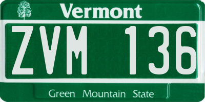 VT license plate ZVM136