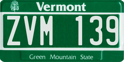 VT license plate ZVM139