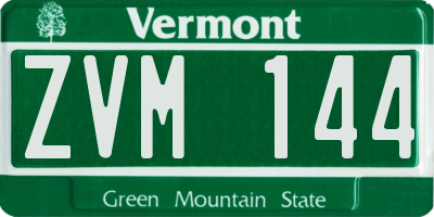 VT license plate ZVM144