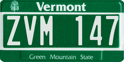 VT license plate ZVM147