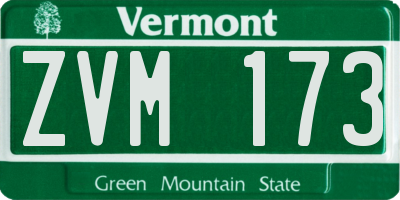 VT license plate ZVM173