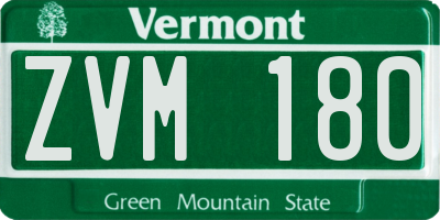 VT license plate ZVM180