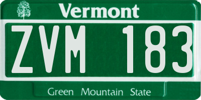 VT license plate ZVM183