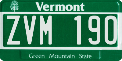 VT license plate ZVM190