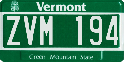 VT license plate ZVM194
