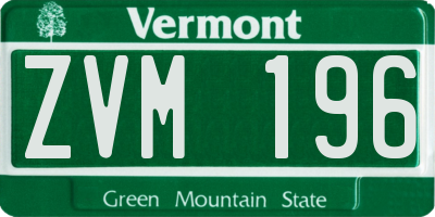 VT license plate ZVM196