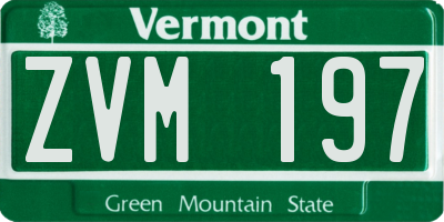 VT license plate ZVM197