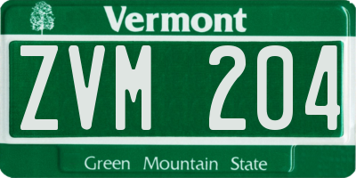 VT license plate ZVM204