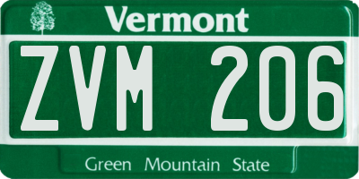 VT license plate ZVM206