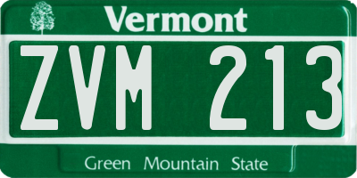 VT license plate ZVM213