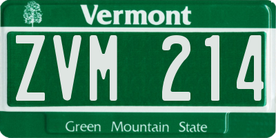 VT license plate ZVM214