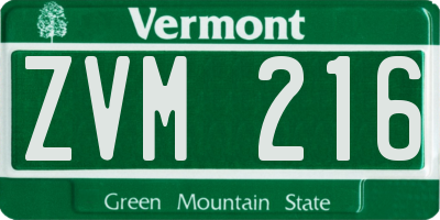 VT license plate ZVM216
