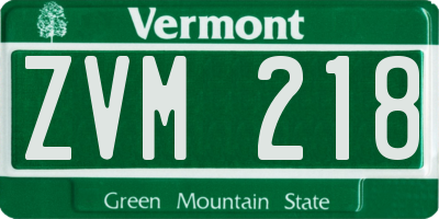 VT license plate ZVM218