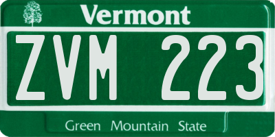 VT license plate ZVM223