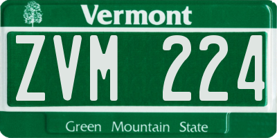 VT license plate ZVM224