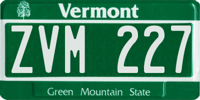 VT license plate ZVM227