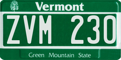 VT license plate ZVM230