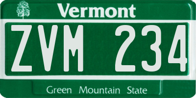 VT license plate ZVM234