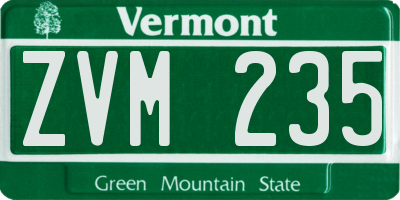 VT license plate ZVM235