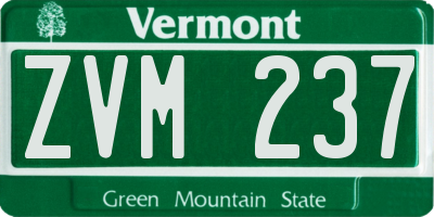 VT license plate ZVM237