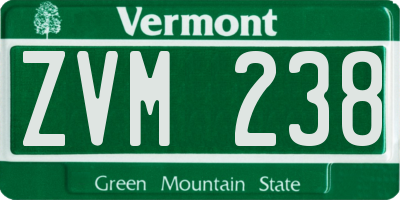 VT license plate ZVM238