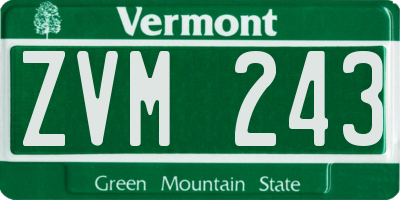 VT license plate ZVM243