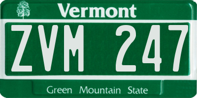 VT license plate ZVM247