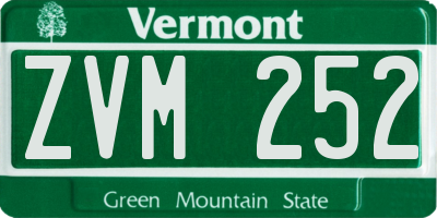 VT license plate ZVM252