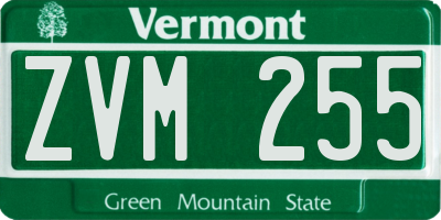 VT license plate ZVM255