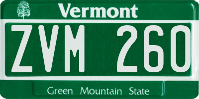 VT license plate ZVM260