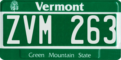 VT license plate ZVM263