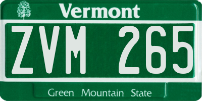 VT license plate ZVM265