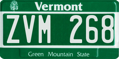 VT license plate ZVM268