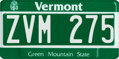 VT license plate ZVM275