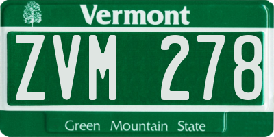 VT license plate ZVM278