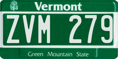 VT license plate ZVM279