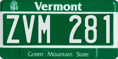 VT license plate ZVM281