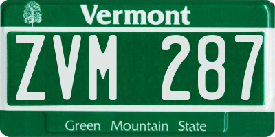 VT license plate ZVM287