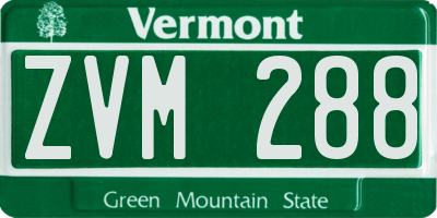VT license plate ZVM288